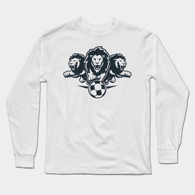 Three Lions chasing Soccer ball Long Sleeve T-Shirt by Missionslice 